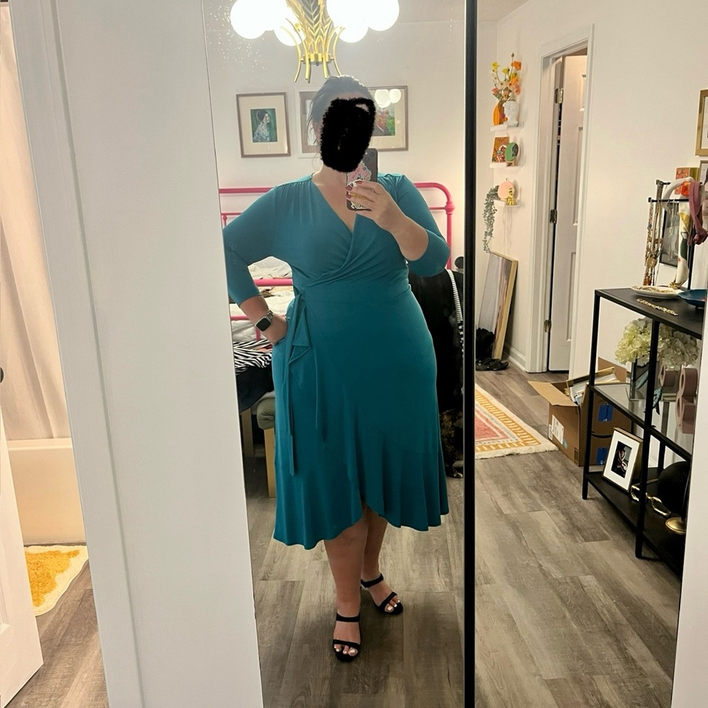 Lane Bryant Asymmetrical Teal Dress
